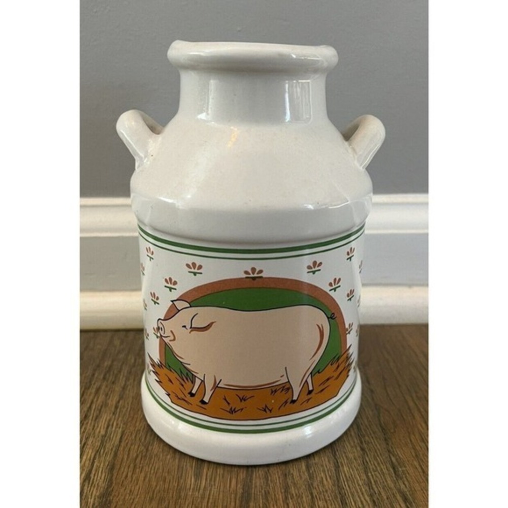 FARMHOUSE‎ Vintage Ceramic Milk Jug/Utensil Holder/Vase. Pig Piggy